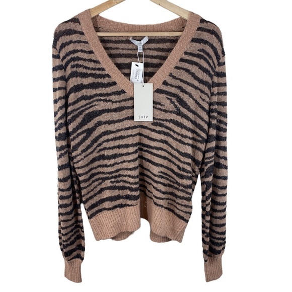 Joie Inira Tiger Stripe Metallic Alpaca Sweater New - Picture 4 of 6